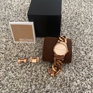 Preowned Michael Kors Elena Rose Gold Ladies Chain Bracelet